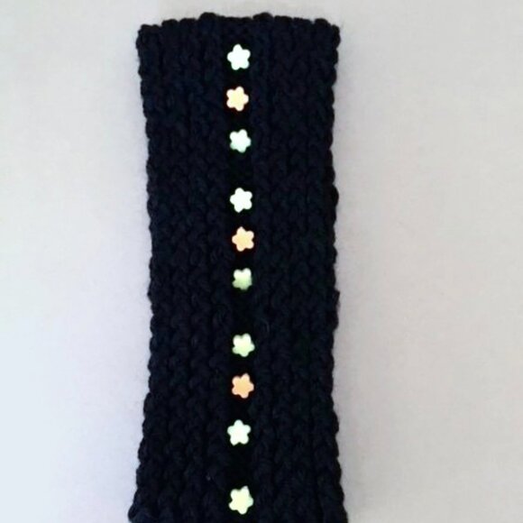 Unique stretchy headband, Ear warmer with beads - Picture 2 of 7
